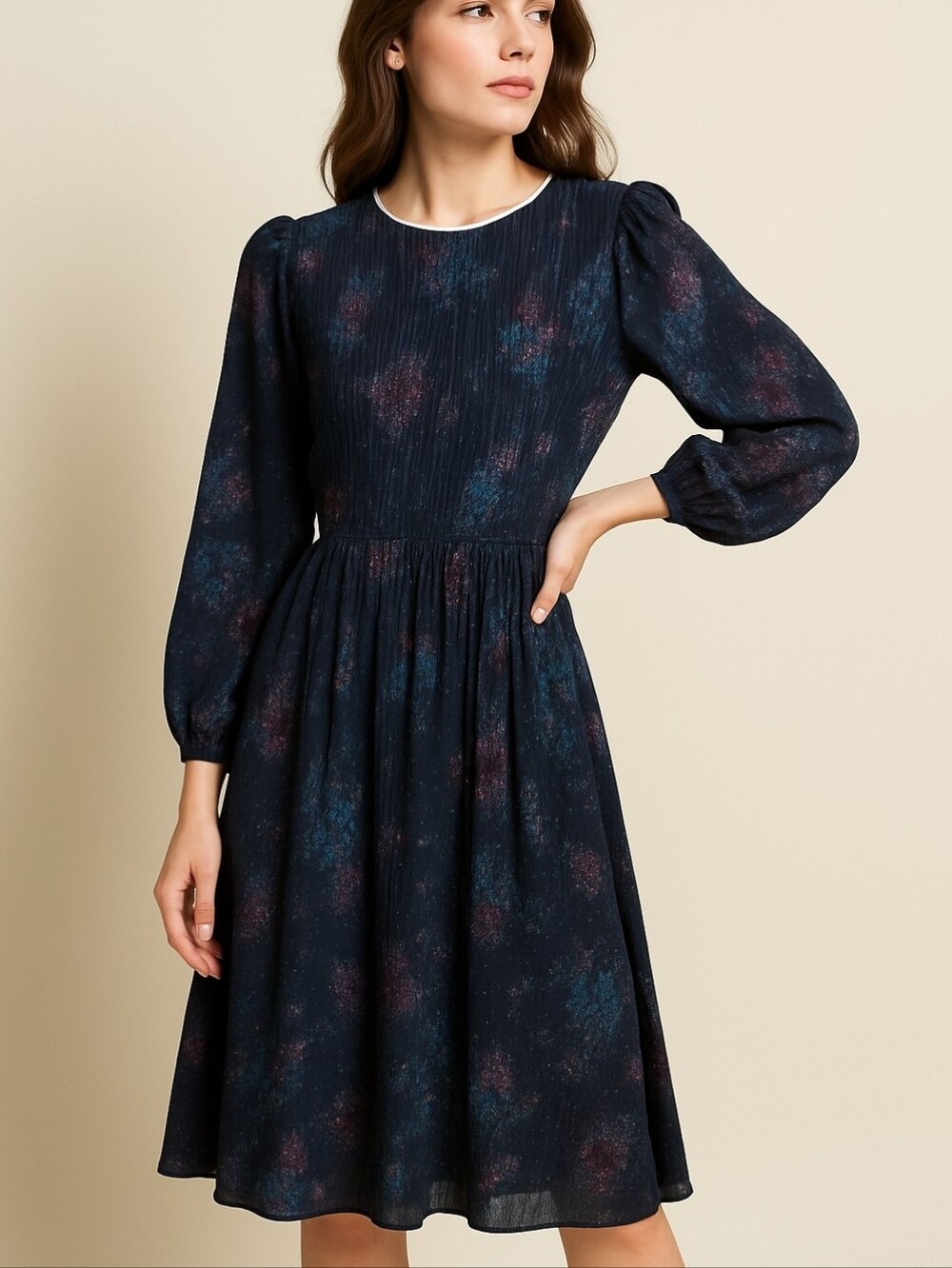 Vintage SEARS pleated floral dress / xs/s